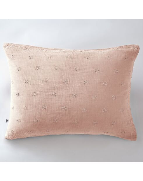Taie d'oreiller Gaze de coton Gaïa Boho guimauve