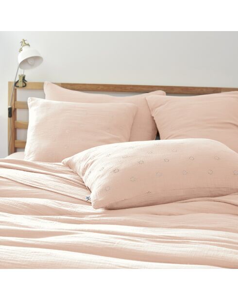 Taie d'oreiller Gaze de coton Gaïa Boho guimauve