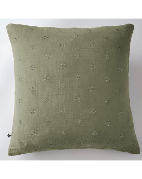 Taie d'oreiller Gaze de coton Gaïa Boho romarin