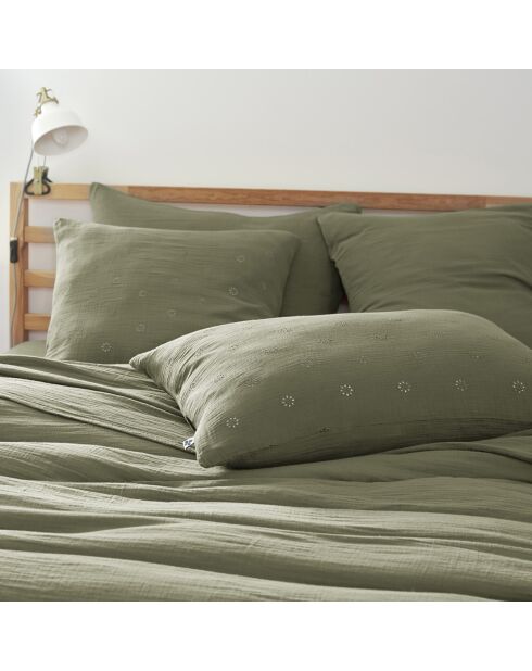 Taie d'oreiller Gaze de coton Gaïa Boho romarin