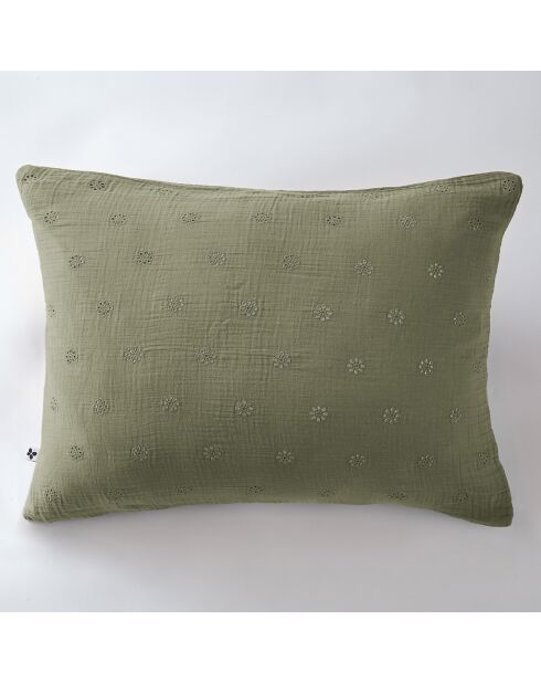 Taie d'oreiller Gaze de coton Gaïa Boho romarin