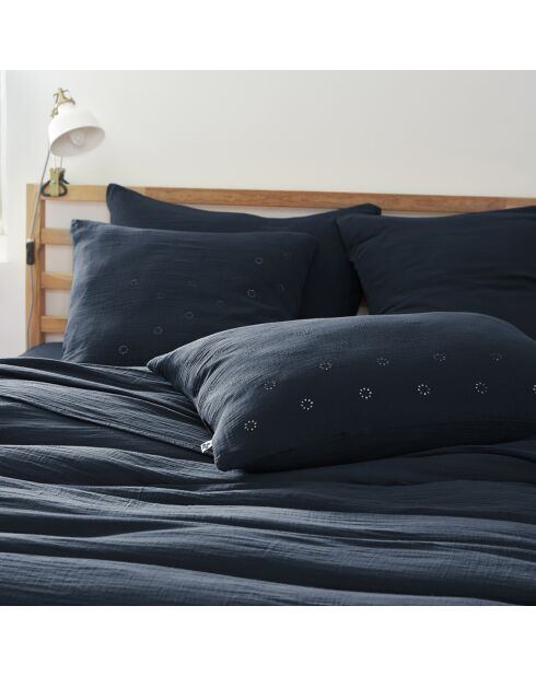 Taie d'oreiller Gaze de coton Gaïa Boho minuit