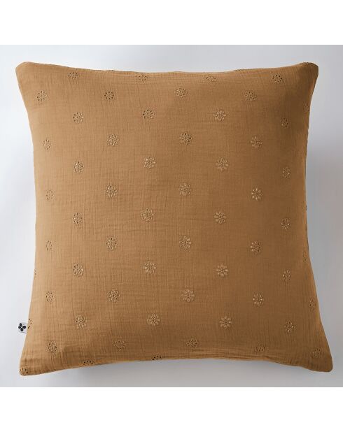 Taie d'oreiller Gaze de coton Gaïa Boho camel