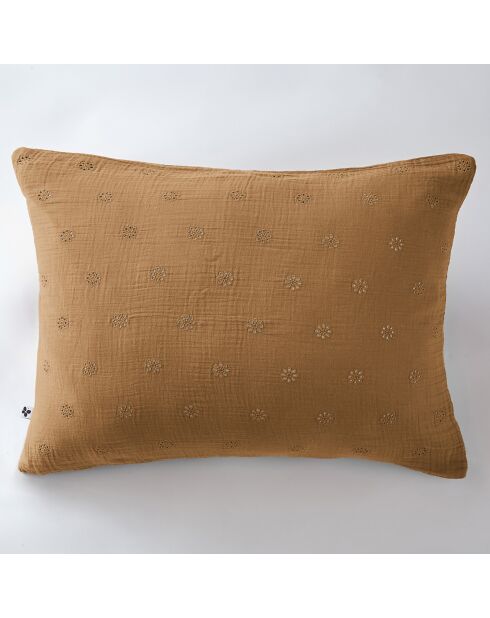 Taie d'oreiller Gaze de coton Gaïa Boho camel