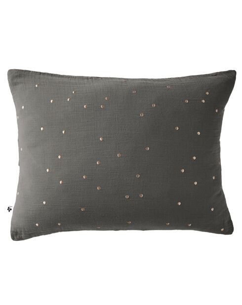 Taie d'oreiller Gaze de coton Gaïa Chic granit