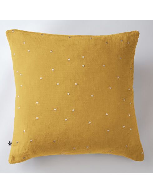 Taie d'oreiller Gaze de coton Gaïa Chic safran