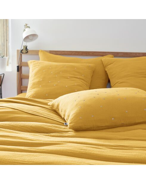 Taie d'oreiller Gaze de coton Gaïa Chic safran
