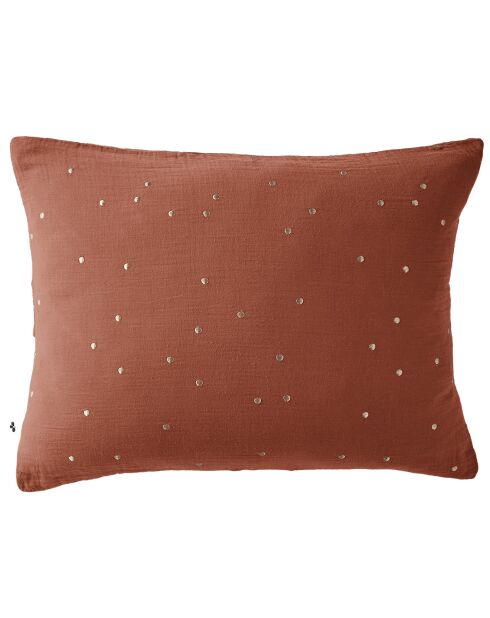 Taie d'oreiller Gaze de coton Gaïa Chic terracotta