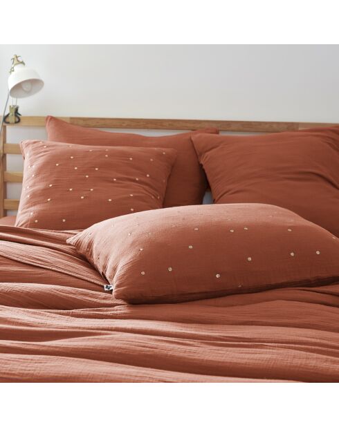 Taie d'oreiller Gaze de coton Gaïa Chic terracotta