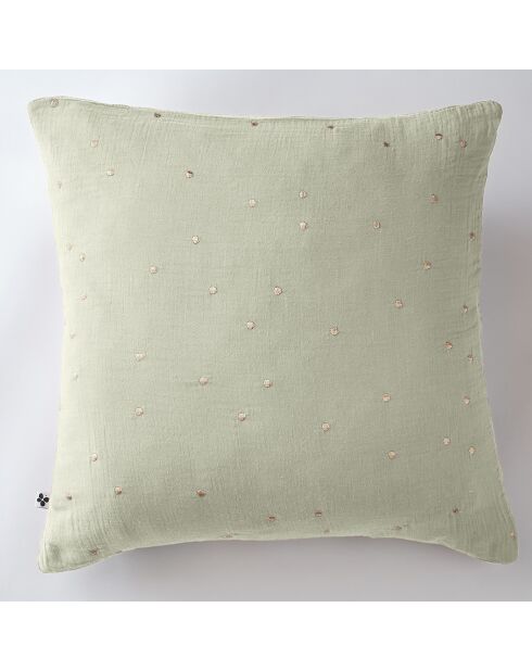 Taie d'oreiller Gaze de coton Gaïa Chic vert d'eau