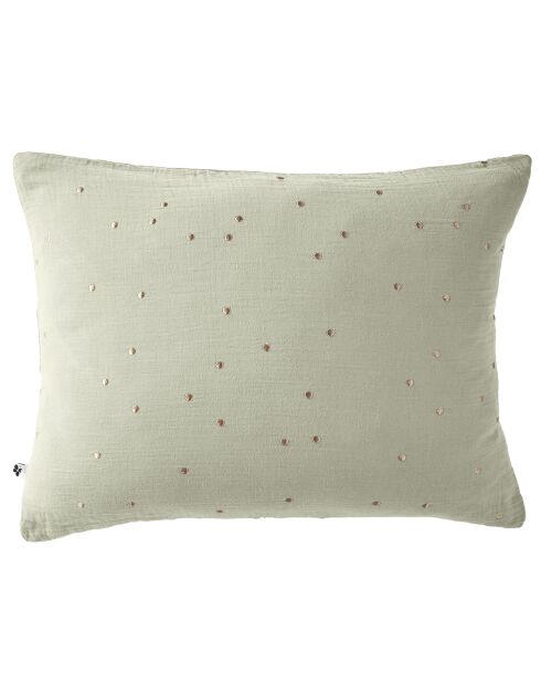 Taie d'oreiller Gaze de coton Gaïa Chic vert d'eau
