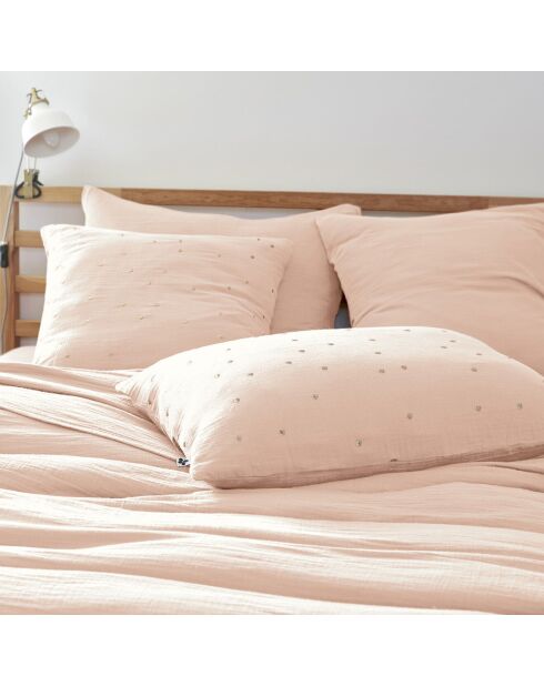 Taie d'oreiller Gaze de coton Gaïa Chic guimauve