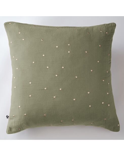 Taie d'oreiller Gaze de coton Gaïa Chic romarin
