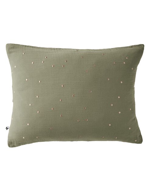 Taie d'oreiller Gaze de coton Gaïa Chic romarin