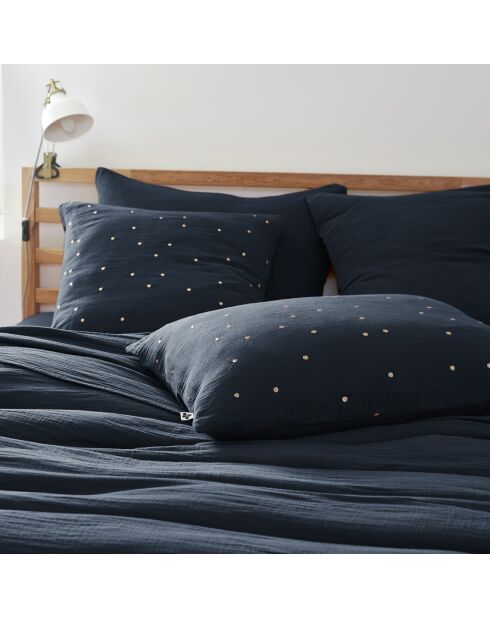 Taie d'oreiller Gaze de coton Gaïa Chic minuit