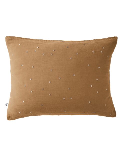 Taie d'oreiller Gaze de coton Gaïa Chic camel