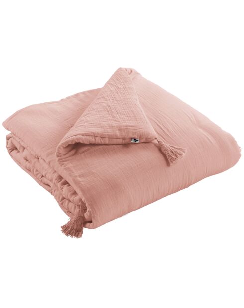 Bout de lit Gaze de Coton Gaïa rose pêche