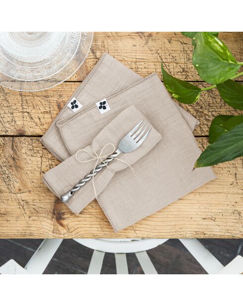 3 tovaglioli da tavola in garza di cotone Gaïa pampa