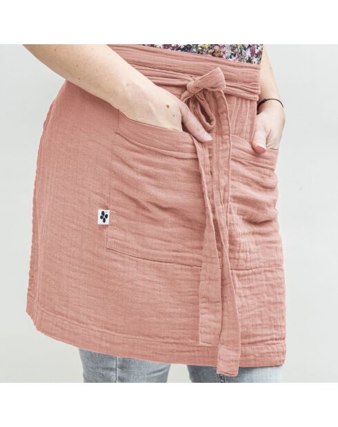 Tablier serveur Gaze de coton Gaïa rose pêche