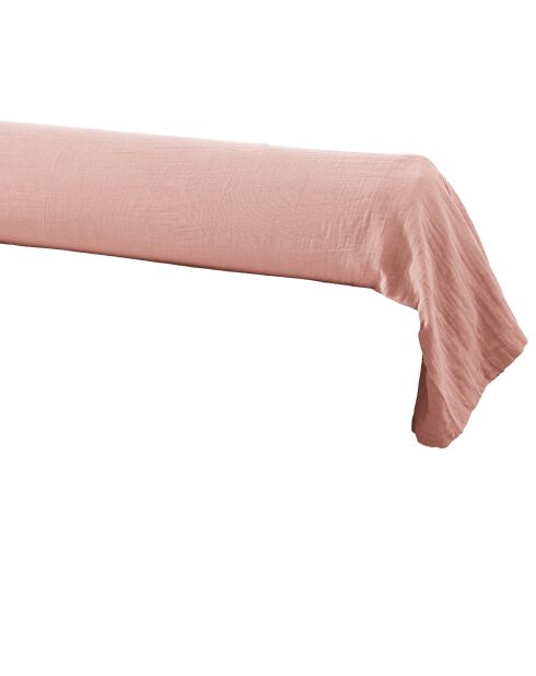 Taie de traversin Gaze de coton Gaïa rose pêche - 85x185 cm