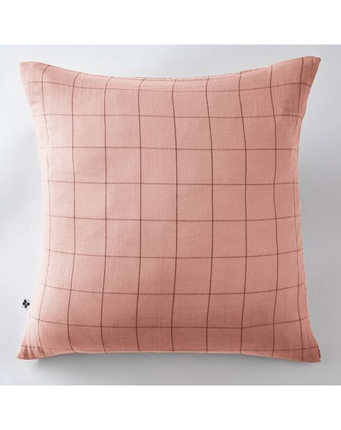 Taie d'oreiller Gaze de coton Gaïa Match rose pêche