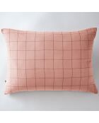 Taie d'oreiller Gaze de coton Gaïa Match rose pêche
