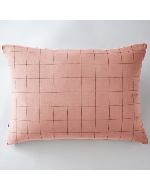 Taie d'oreiller Gaze de coton Gaïa Match rose pêche