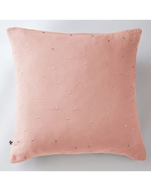 Taie d'oreiller Gaze de coton Gaïa Chic rose pêche