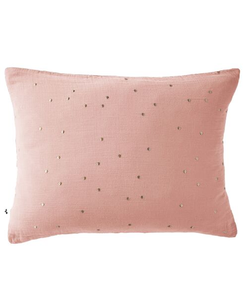Taie d'oreiller Gaze de coton Gaïa Chic rose pêche