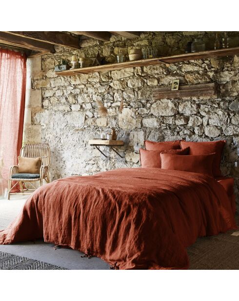 Housse de couette Lin lavé Soline paprika