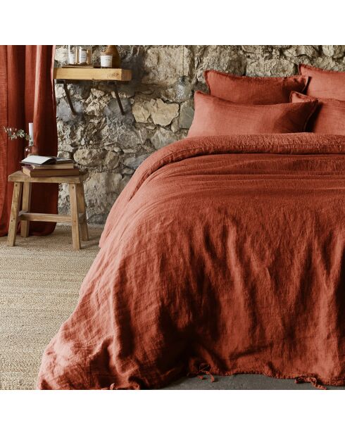 Housse de couette Lin lavé Soline paprika