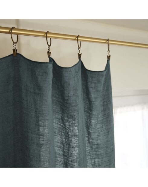 Rideau ajustable + 8 anneaux pince Lin lavé Soline ardoise