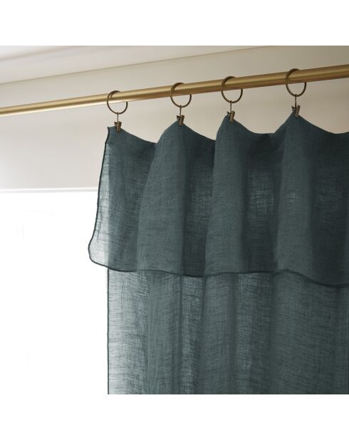 Rideau ajustable + 8 anneaux pince Lin lavé Soline ardoise