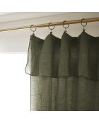 Rideau ajustable + 8 anneaux pince Lin lavé Soline thym