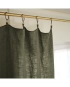 Rideau ajustable + 8 anneaux pince Lin lavé Soline thym