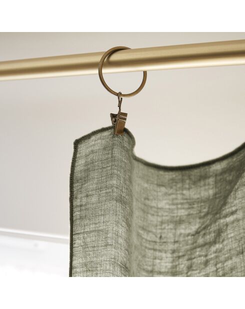 Rideau ajustable + 8 anneaux pince Lin lavé Soline thym