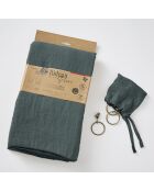 Rideau ajustable + 8 anneaux pince Lin lavé Soline ardoise