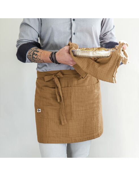 Tablier serveur Gaze de coton Gaïa camel