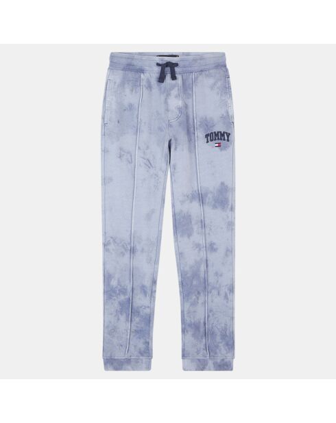 Jogging ajusté en Coton motif Tie & dye bleu