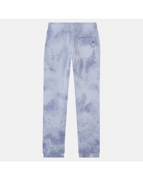 Jogging ajusté en Coton motif Tie & dye bleu