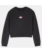 Sweat court en Coton bio molletonné à logo brodé noir