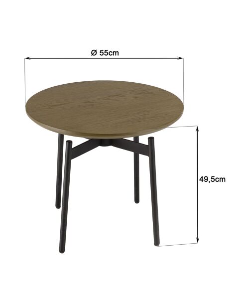 Table d'appoint ronde Alma bois/noir - D.55x49.5 cm