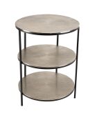 Table d'appoint ronde 3 niveaux Jonas argenté/noir - D.50x66 cm