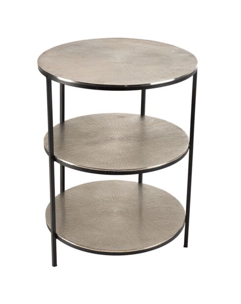 Table d'appoint ronde 3 niveaux Jonas argenté/noir - D.50x66 cm