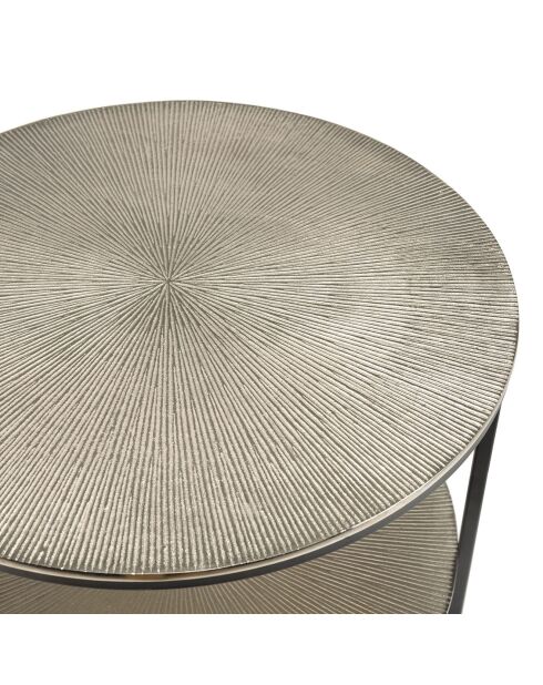 Table d'appoint ronde 3 niveaux Jonas argenté/noir - D.50x66 cm