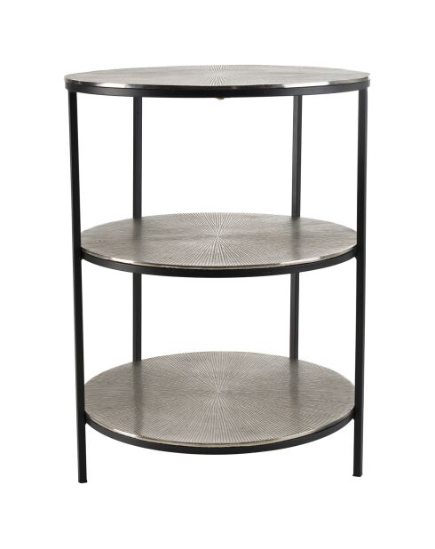 Table d'appoint ronde 3 niveaux Jonas argenté/noir - D.50x66 cm