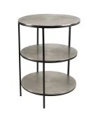 Table d'appoint ronde 3 niveaux Jonas argenté/noir - D.50x66 cm