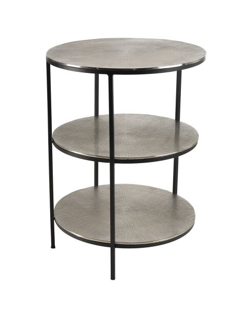 Table d'appoint ronde 3 niveaux Jonas argenté/noir - D.50x66 cm