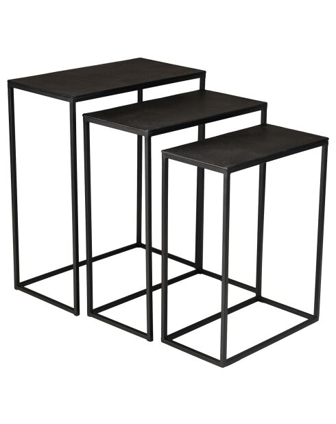 3 Tables gigognes rectangulaires Jonas noires - 54x29x65 cm