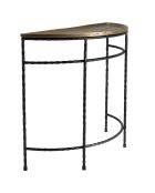 Console demi-lune pieds torsadés Jonas doré/noir - 91x36x80 cm